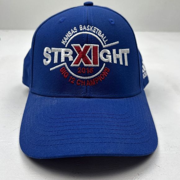 2015 KU Kansas Jayhawks Adidas Adjustable Hat Blue 11 Straight Big 12 Champs - Picture 1 of 6